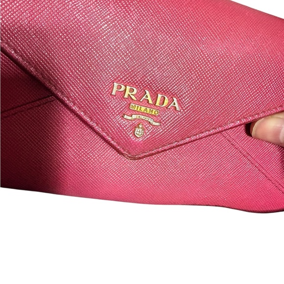 Prada Fuchsia Pink Leather Wallet color fade a bit as shown Vintage - Picture 6 of 8
